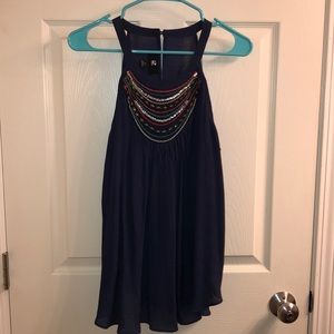 Iz Beyer Navy Halter Tank Top